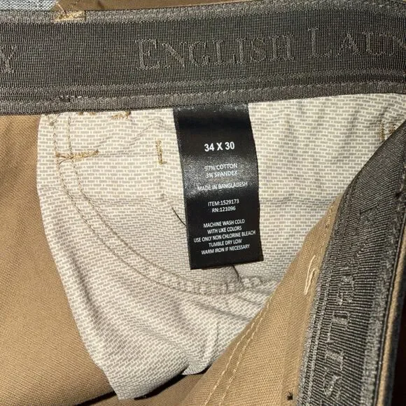 English Laundry Mens Brown Chino Pants-Flex Waist-Stretch- 34 x 30 - Picture 9 of 9